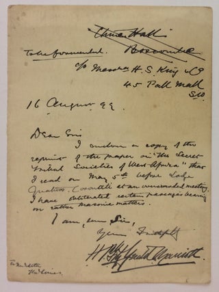 Item #283208 Autograph Letter Signed. H. P. Fitzgerald MARRIOTT