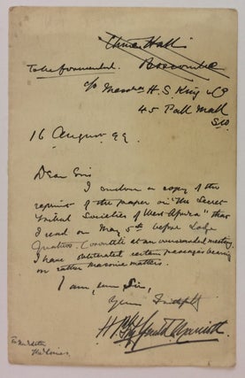 Item #283208 Autograph Letter Signed. H. P. Fitzgerald MARRIOTT, 1865 - 1939