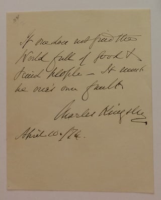 Item #283237 Autographed Quote Signed. Charles KINGSLEY, 1819 - 1875