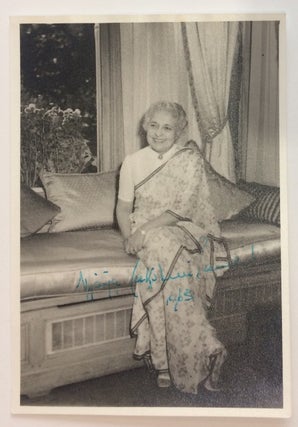 Item #283240 Signed Photograph. Vijaja Lakshmi PANDIT, 1900 - 1990