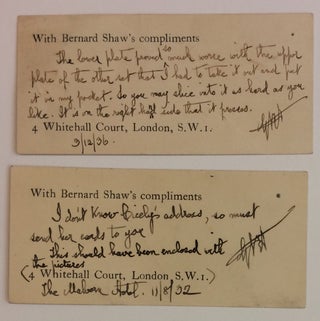 Item #283331 Two Autograph Notes signed with initials GBS. George Bernard SHAW, 1856 -1950