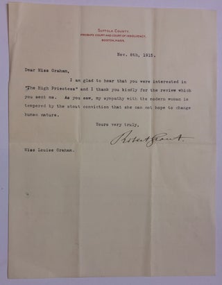 Item #283400 Typed Letter Signed. Robert GRANT, 1852 - 1940