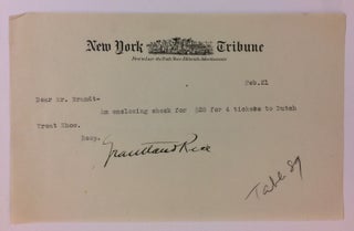 Item #283582 Typed Letter Signed. Grantland RICE, 1880 - 1954