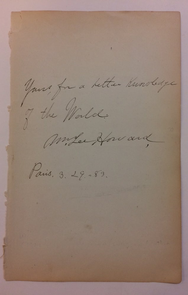 Item #283636 Autographed Quotation Signed. William Lee HOWARD, 1860 - 1918.
