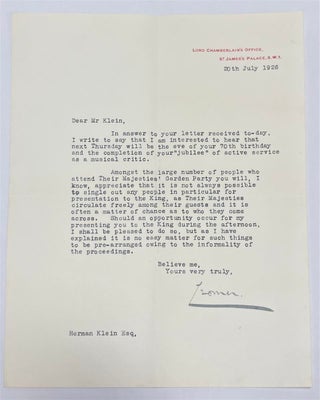 Item #283638 Typed Letters Signed (Two). Rowland BARING, 2nd Earl of Cromer