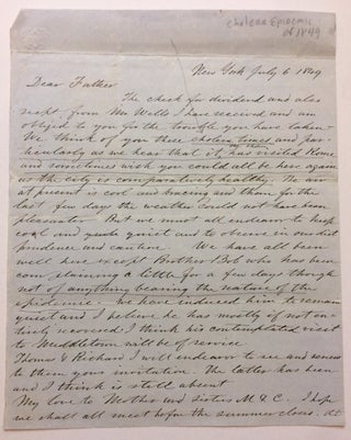 Item #283685 Autographed Letter Signed. NEW YORK STATE: Cholera Epidemic of 1849