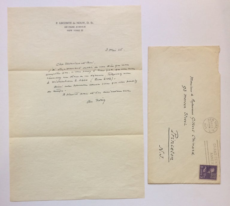 Item #283699 Autographed Letter Signed. Pierre Lecomte DU NOUY, 1883 - 1947.