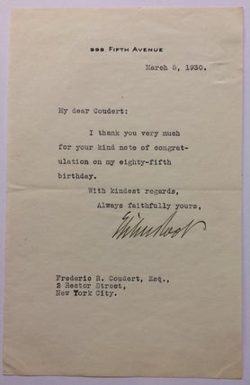 Item #283956 Typed Letter Signed. Elihu ROOT, 1845 - 1937