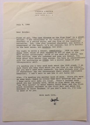 Item #283959 Typed Letter Signed. Lincoln KIRSTEIN, 1907 - 1996