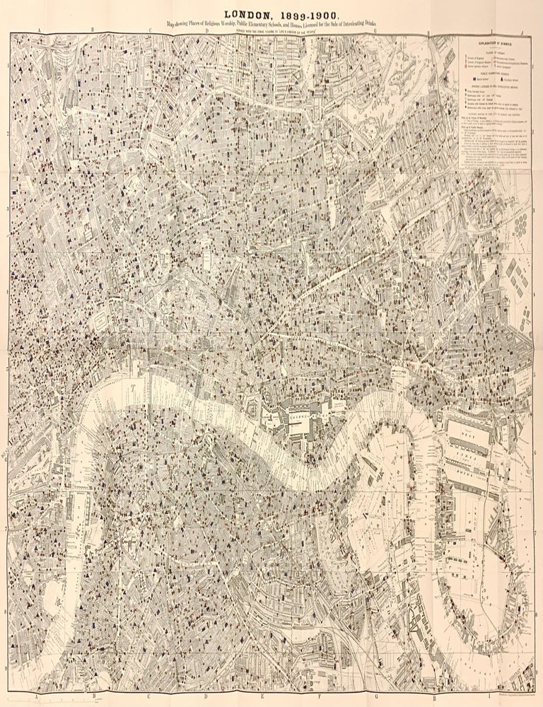 Item #284333 London, 1899-1900; Map showing Places of Religious Worship, Public Elementary Schools, and Houses Licensed for the Sale of Intoxicating Drinks. Charles BOOTH.