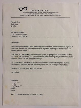Item #284394 Typed Letter Signed. Steve ALLEN