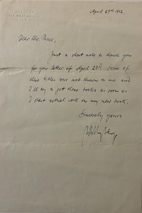 Item #284569 Autographed Letter Signed. Willie LEY
