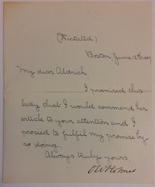 Item #284796 Letter Signed. Oliver Wendell HOLMES