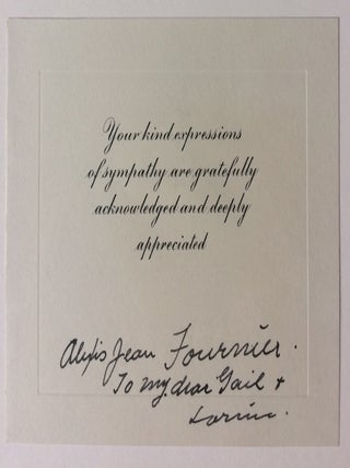 Item #284834 Signed Bereavement Card. Alexis Jean FOURNIER