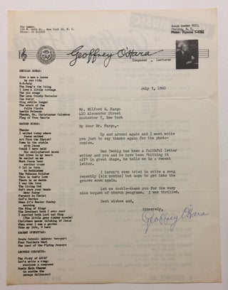 Item #284937 Typed Letter Signed. Geoffrey O'HARA