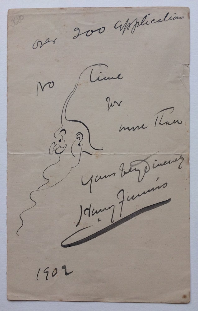 Item #285100 Autograph Note with Drawing. Harry FURNISS.