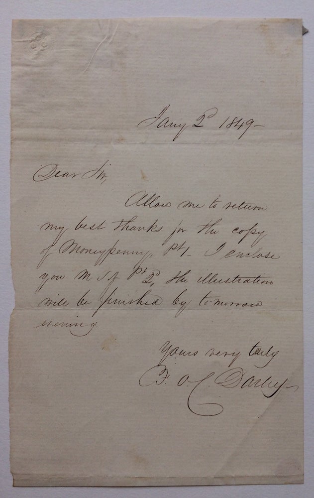 Item #285105 Autographed Letter Signed. Felix Octavious Carr DARLEY.