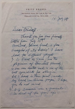 Item #285139 Autographed Letter Signed. Fritz KREDEL