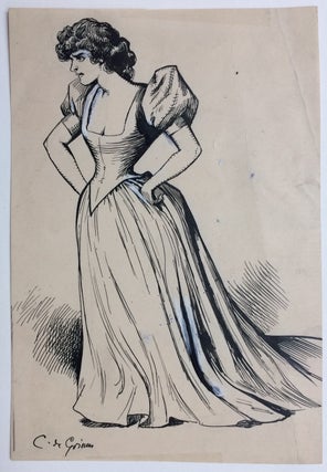 Item #285346 Angry woman (original drawing). Constantin DE GRIMM