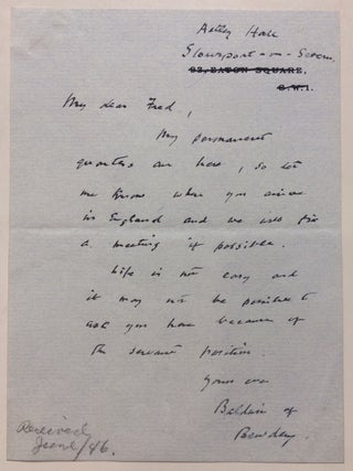 Item #286204 Autograph Letter Signed. Stanley BALDWIN