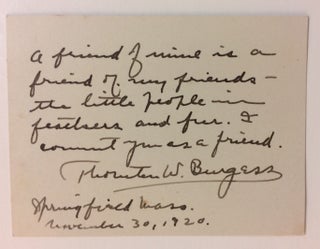 Item #286406 Autograph Quote Signed. Thornton BURGESS