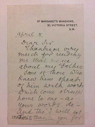 Item #286409 Autograph Letter Signed. Anne Ritchie THACKERAY