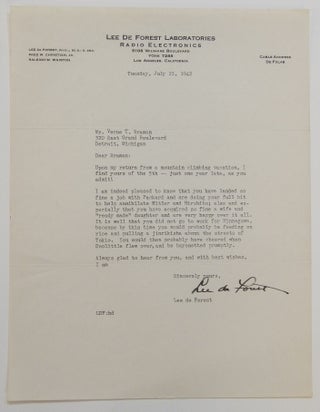 Item #287447 Typed Letter Signed. de Lee FOREST