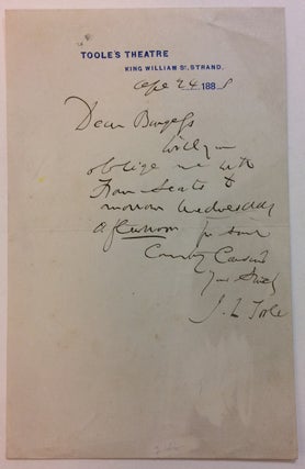 Item #287582 Autograph Letter Signed. John Lawrence TOOLE