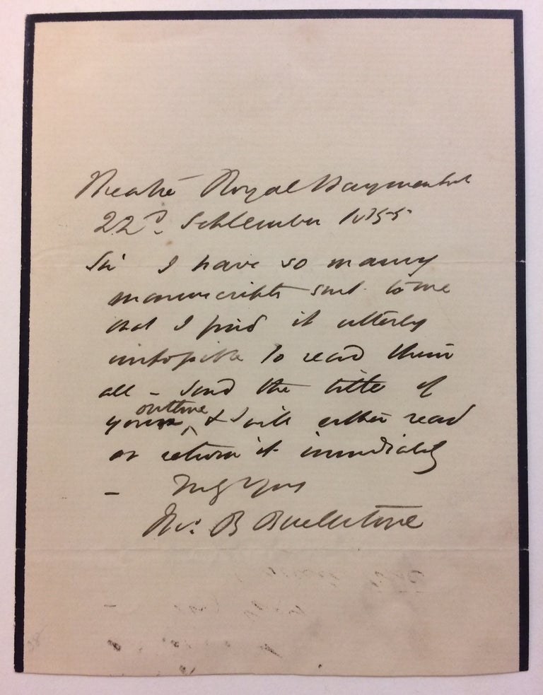Item #287596 Autograph Letter Signed. John Baldwin BUCKSTONE.