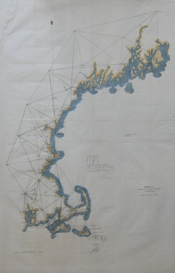 Item #288118 Sketch A Showing the progress in Section No. 1 US Coast Survey in 1844-'45-'46-'& '49. Alexander Dallas BACHE.