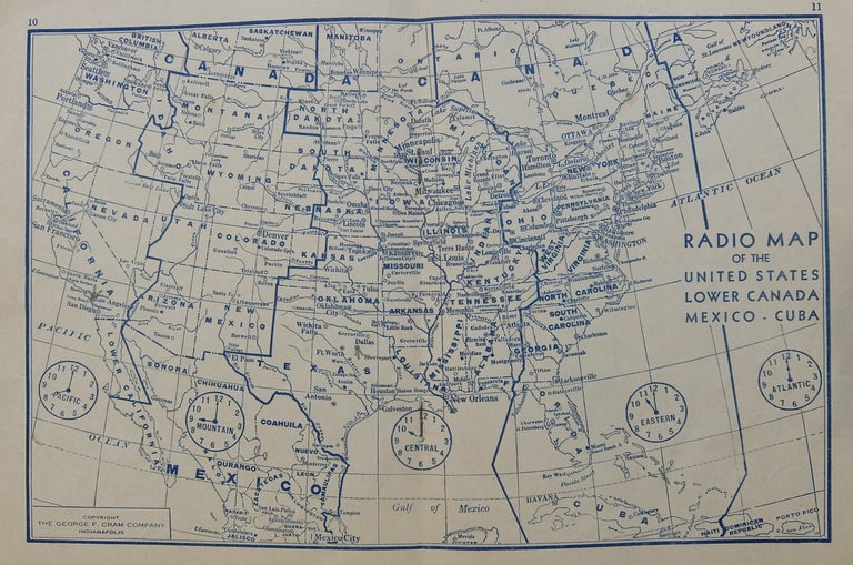 Item #288137 Radio Map of the United States, Lower Canada, Mexico-Cuba; Map and Log Booklet. CUNNINGHAM RADIO TUBES, George F. CRAM.