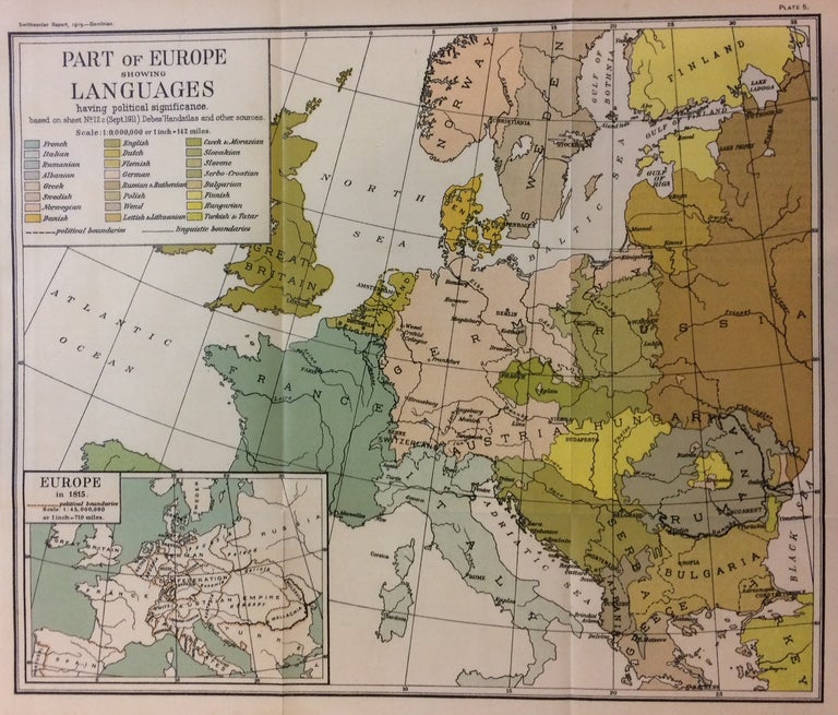 Item #288208 Part of Europe showing Languages having political significance. THE SMITHSONIAN INSTITUTION.