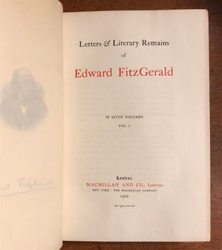 Letters & Literary Remains of Edward Fitzgerald
