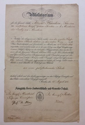 Item #288814 Partly-Printed Document Signed. Georg Simon OHM