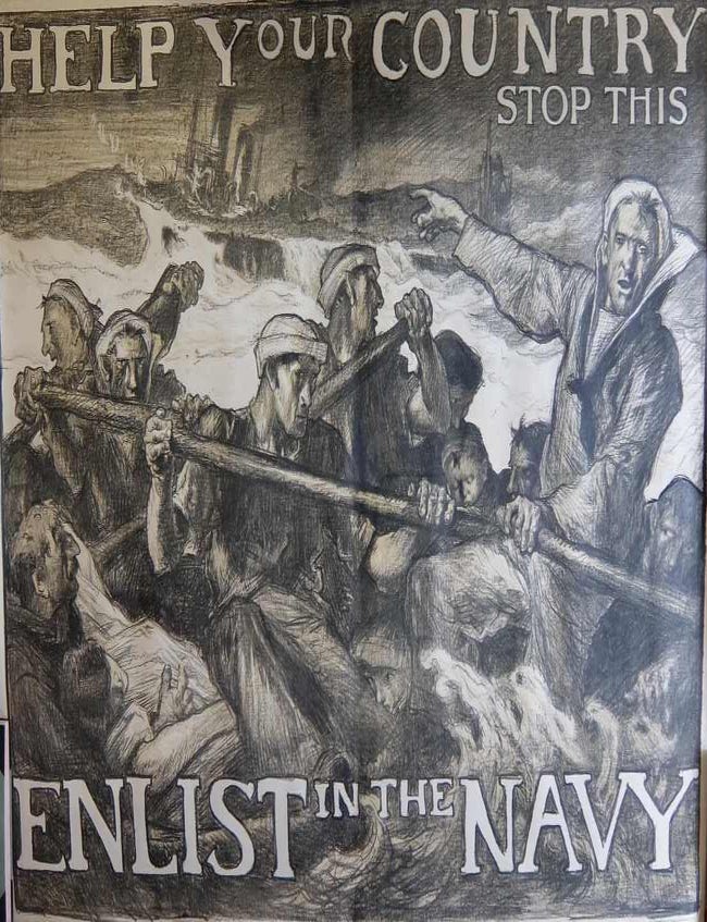 Item #289061 Help Your Country Stop This: Enlist in the Navy. Sir Frank BRANGWYN.