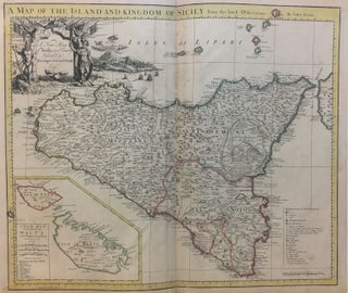 Item #289150 A Map of the Island and Kingdom of Sicily From the latest observations; A New Map of...