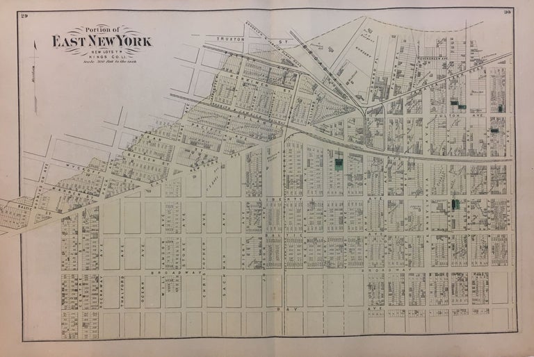 Item #289167 Portion of East New York New Lots, Kings Co. L.I.; Early Beers map of Bushwick Brooklyn! Frederick W. BEERS.