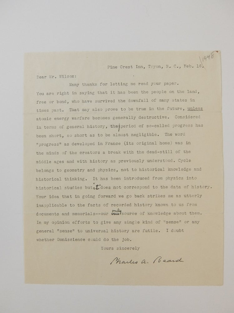 Item #289633 Typed Letter Signed. Charles A. BEARD.