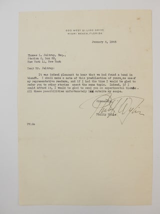 Item #289635 Typed Letter Signed. Philip WYLIE