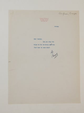 Item #289699 Typed Letter Signed. George S. KAUFMAN