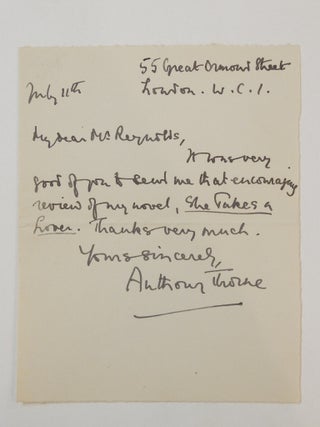 Item #289703 Autograph Letter Signed. Anthony THORNE