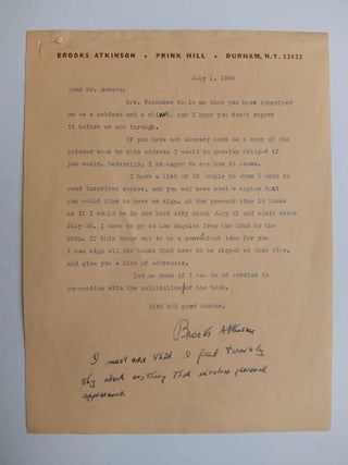 Item #289997 Typed Letter Signed. Brooks ATKINSON