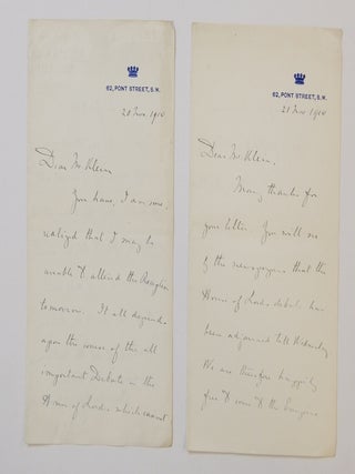 Item #290147 Two Autograph Letters Signed. Oliver RUSSELL, Baron Ampthil