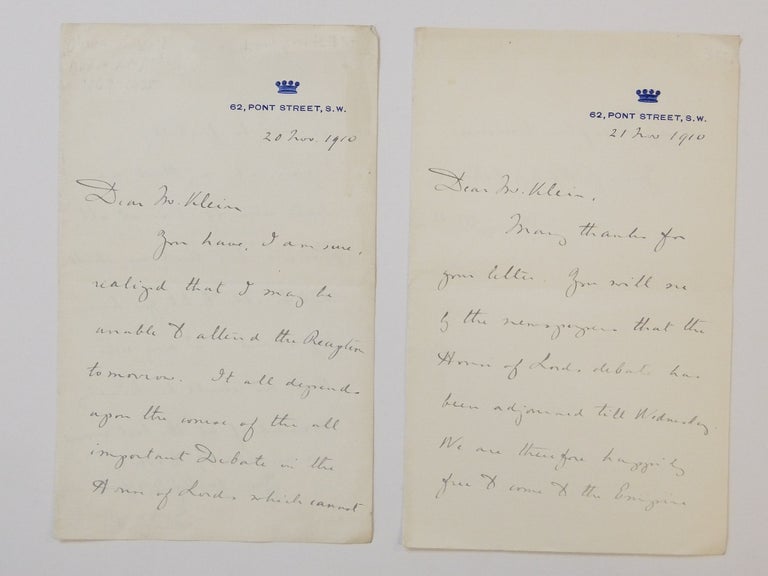 Item #290147 Two Autograph Letters Signed. Oliver RUSSELL, Baron Ampthil.