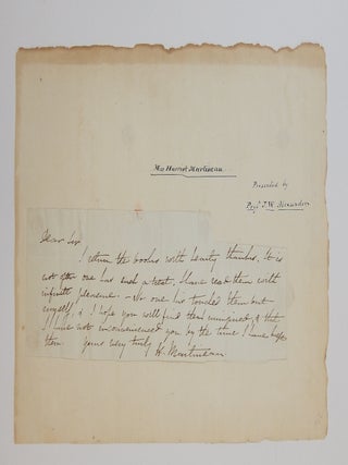Item #290158 Autograph Note Signed. Harriet MARTINEAU