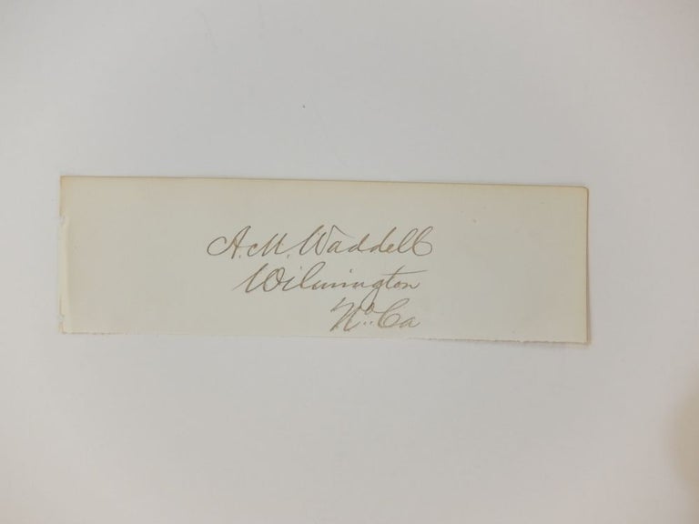 Item #291461 Signature. Alfred Moore WADDELL.