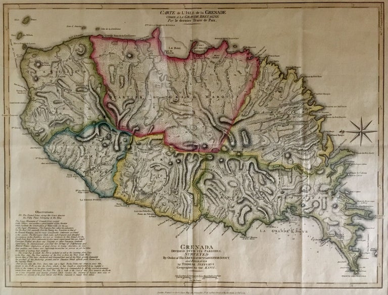 Item #291874 Grenada; Divided into its Parishes Surveyed By Order of His Excellency Governor Scott, and Engraved by Thomas Jefferys Geographer to the King. Thomas JEFFERYS.