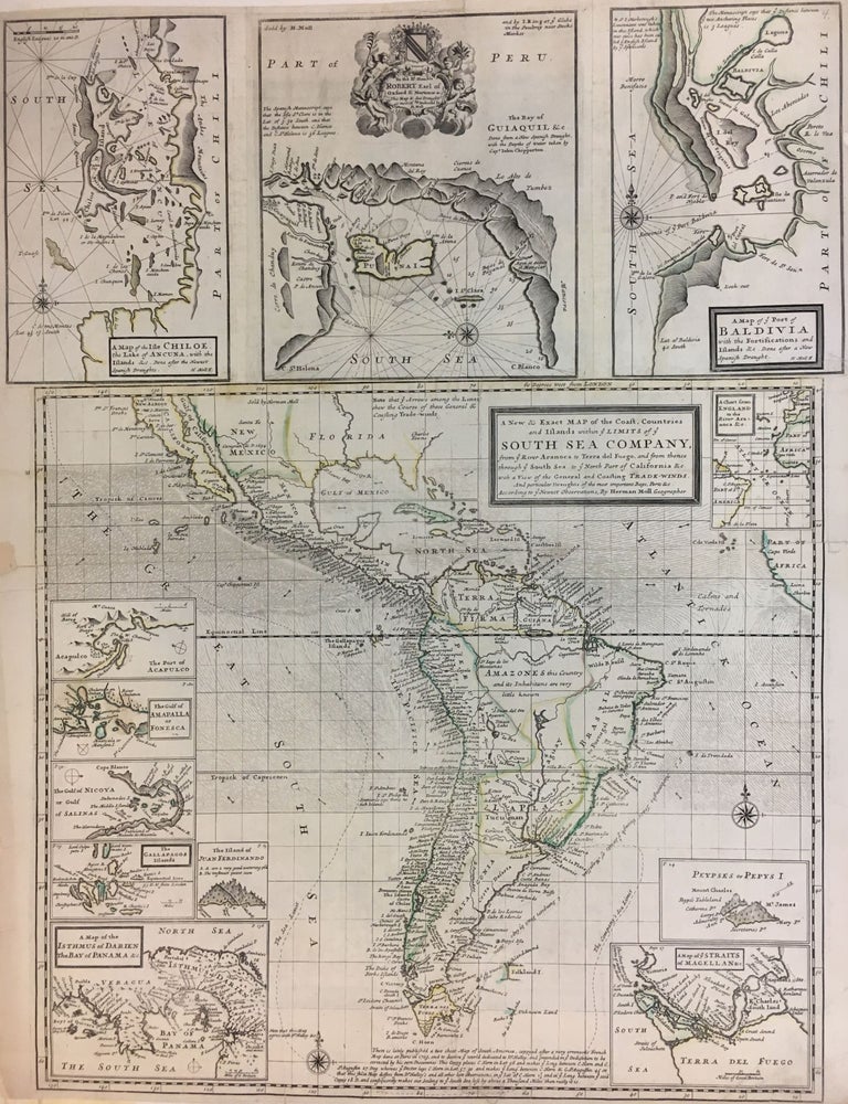 Item #291979 A New & Exact map of the Coast, Countries and islands within the limits of ye South Sea Company. Herman MOLL.