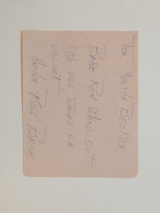 Item #292676 Signed Autograph Note. Arthur "Bugs" BAER