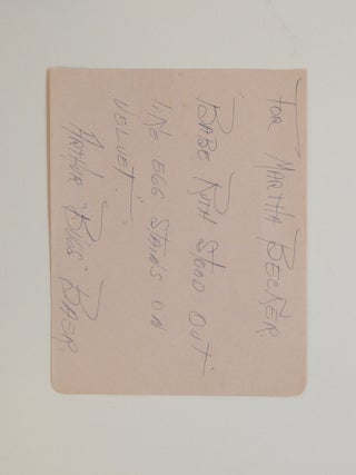 Item #292676 Signed Autograph Note. Arthur "Bugs" BAER